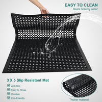 Anti-Fatigue Mat Kitchen Rubber Floor Mats Bar Floor Mat New Indoor Commercial Heavy Duty Drainage Floor Bath Mat Black 36" x 60" Door Mat